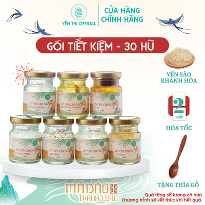 Yến Thị - Gói tiết kiệm 30 hũ, không hộp quà - Tổ yến sào Khánh Hòa chưng sẵn - hũ 70ml