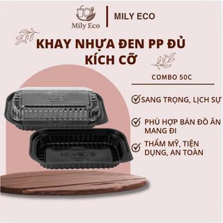 [COMBO 50c] Hộp Nhựa Đế Đen Chịu Nhiệt Có Nắp Đậy HT12, HT17, HT203, HT25 Đựng Đồ Ăn, Cơm Văn Phòng - HOPDEDEN50