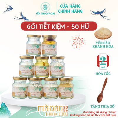 Yến Thị - Gói tiết kiệm 50 hũ, không hộp - Tổ yến Khánh Hòa chưng sẵn - hũ 70ml