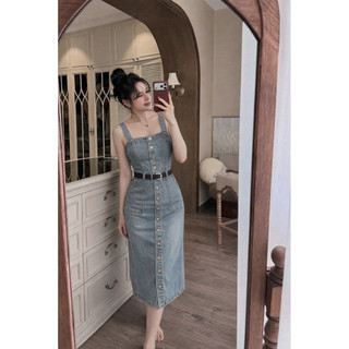 VÁY JEANS MÀI 2DÂY MIDI KÈM ĐAI MINI SIU XINH MÃ26
