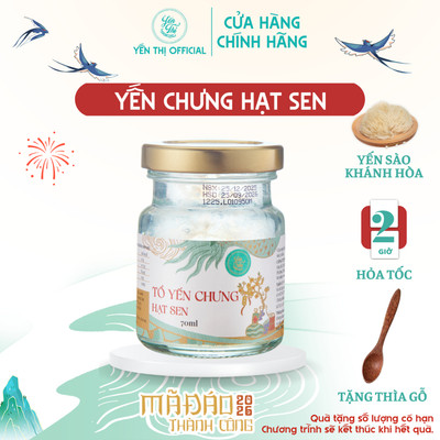 Yến Thị - Yến sào chưng hạt sen đường ăn kiêng - Tổ yến Khánh Hòa chưng sẵn - hũ 70ml
