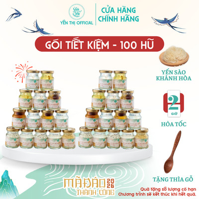 Yến Thị - Gói tiết kiệm 100 hũ, chưa bao gồm hộp quà - Tổ yến sào Khánh Hòa chưng sẵn - hũ 70ml