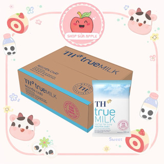Thùng 48 Bịch Sữa Tươi Tiệt Trùng TH TRUE MILK vị Nguyên Chất Không Đường 220ML