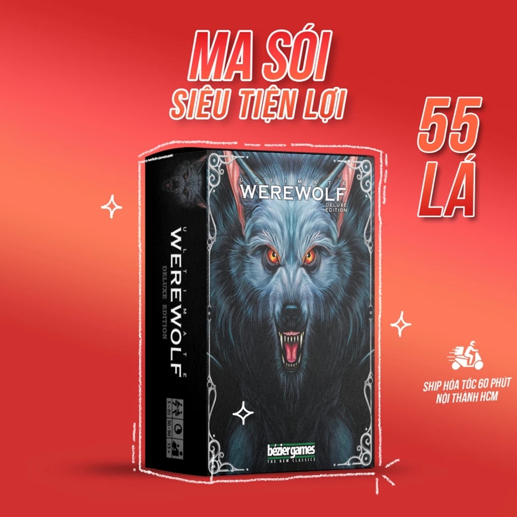Bài MA SÓI việt hóa 55 lá CHẤT GIẤY DÀY- siêu tiện lợi board game