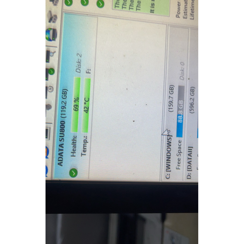 ổ  cứng ssd Adata 128gb sức khỏe 69%