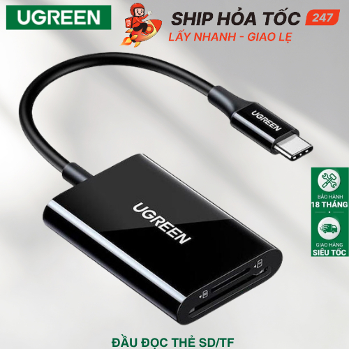 Đầu đọc thẻ SD/TF Cổng Type-C Ugreen Tốc Độ Lên Đến 5Gps Dung Lượng 2TB