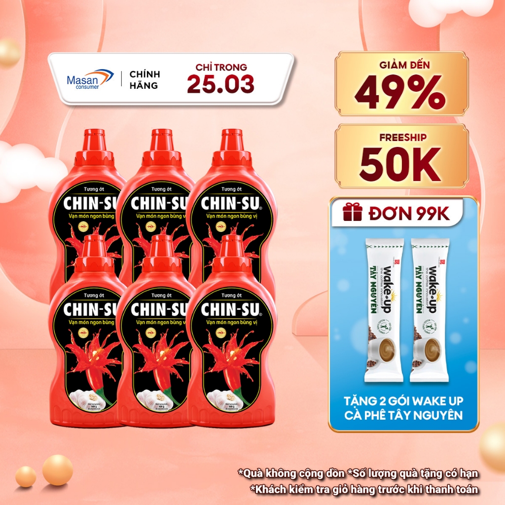 Combo 6 chai Tương Ớt CHIN-SU 500G (Bao bì có thể thay đổi theo đợt nhập hàng)