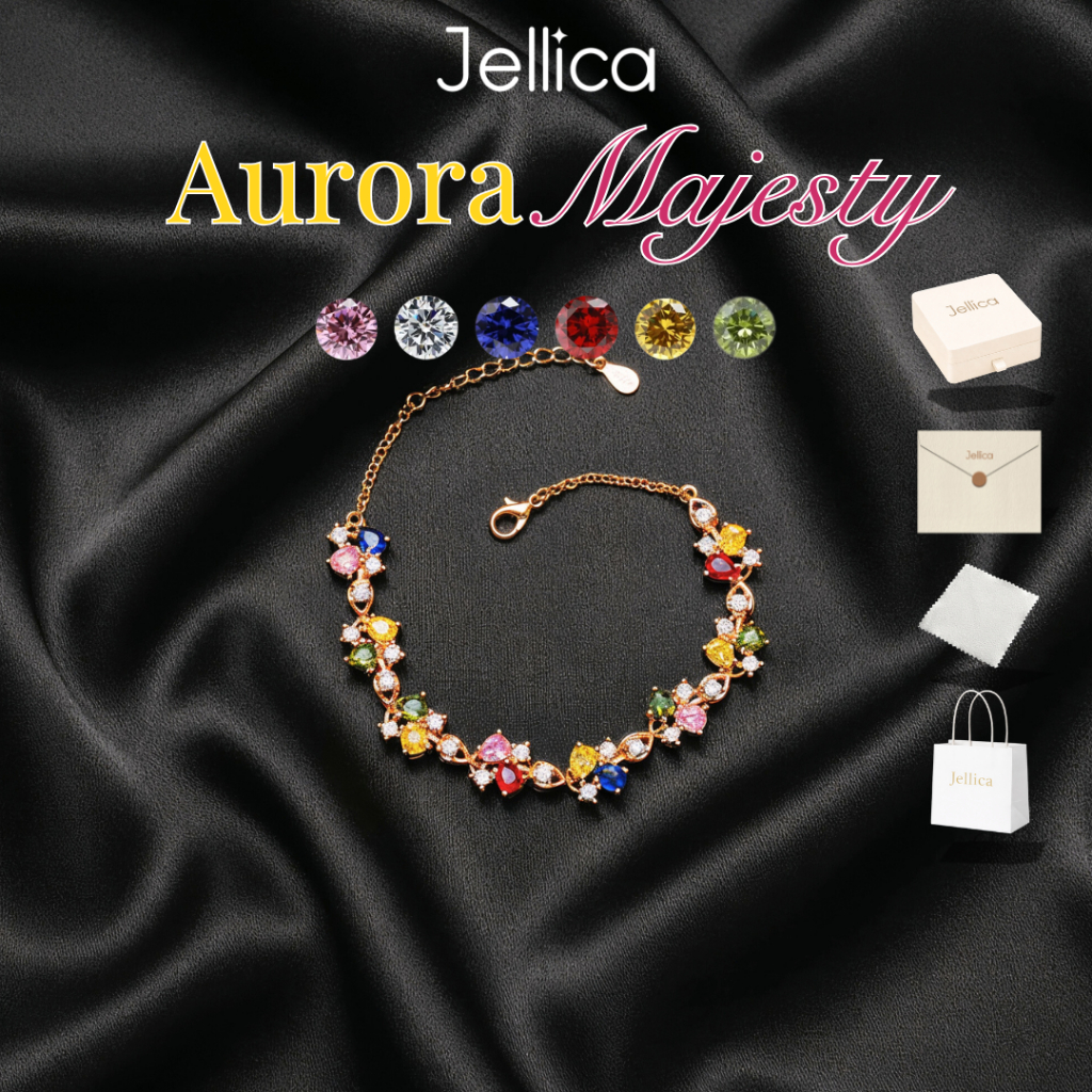 Jellica Aurora Majesty - Vòng Tay Nữ Đính Đá Cz Mạ Vàng Hồng 18K, Lắc Tay Nữ Titan Đá Zircon Mạ Vàng