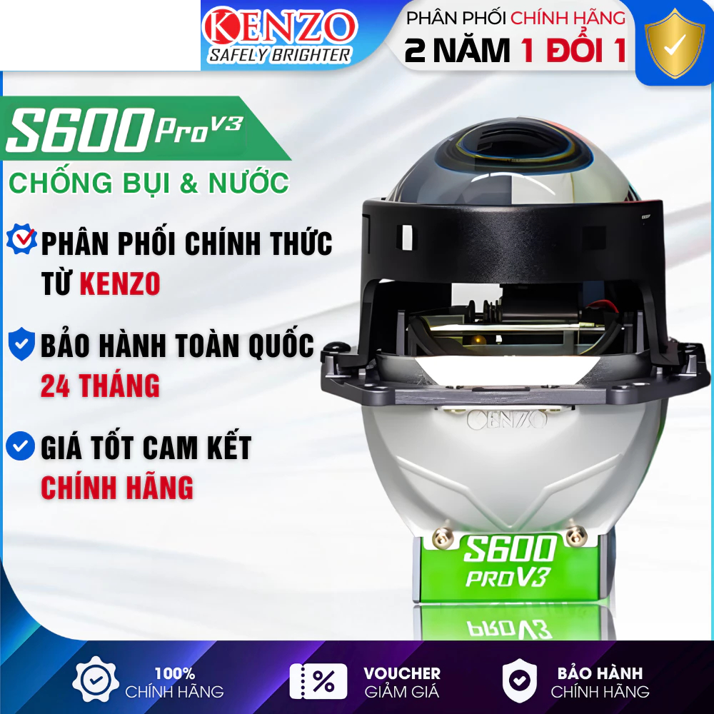 [S600Pro V3 mới 2025]Bi Led Oto Kenzo S600 Pro  V3 chính hãng ( lẻ 1 bóng )