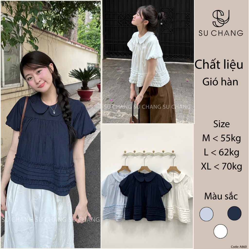 Áo Cổ Sen Tay Bồng Bèo Dưới Xếp Ly A860 Su Chang Thời Trang Nữ | BigBuy360 - bigbuy360.vn