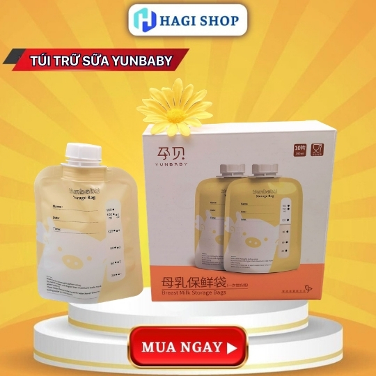 Túi Trữ Sữa Yunbaby 160ml Dạng Túi Có Nắp An Toàn Và Tiện Lợi (1 Hộp 5 Túi)