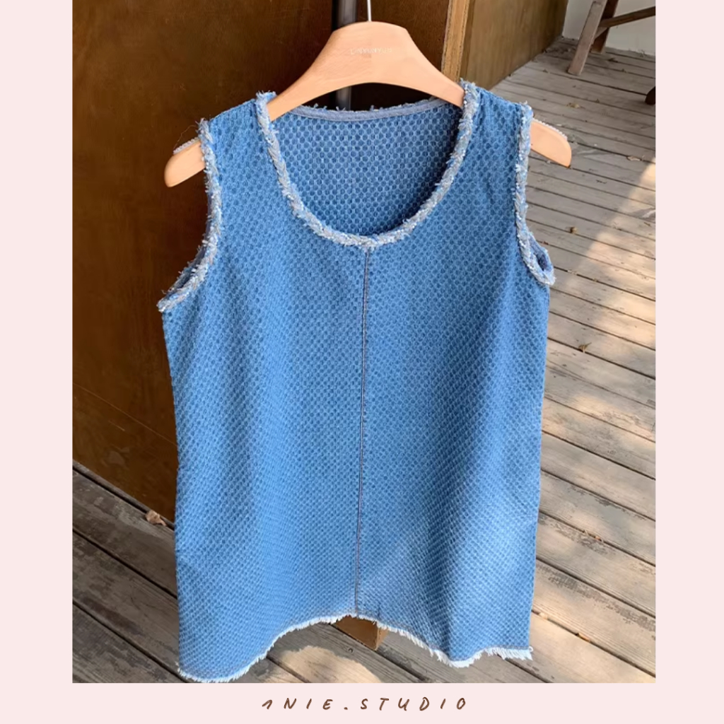 𝟏𝐍𝐈𝐄.𝐒𝐓𝐔𝐃𝐈𝐎 | Đầm Denim Dáng Vest Sát Nách – Váy Jean Ngắn Dáng Suông Thanh Lịch, Phong Cách Năng Động Hàn Quốc | BigBuy360 - bigbuy360.vn