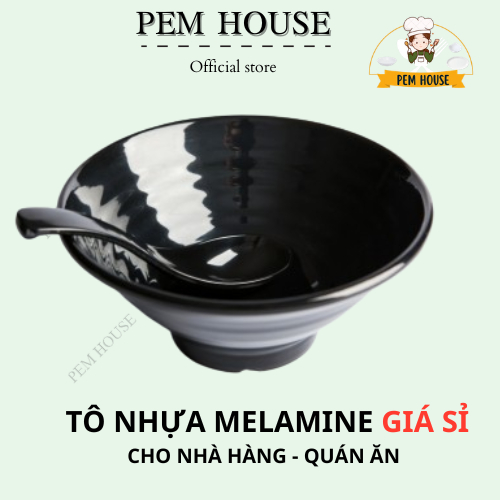 Tô Melamine Đen Bóng Cao Cấp – Tô Nhựa Siêu Bền Dùng Đựng Mì, Phở, Cơm