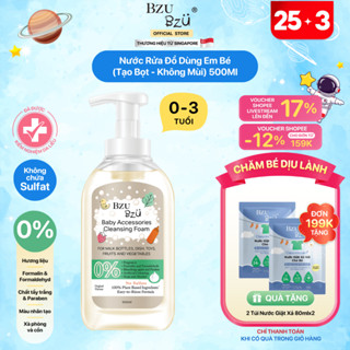 Nước Rửa Bình Sữa Và Đồ Dùng Em Bé BZU BZU Cleansing Foam Tạo Bọt, Thành Phần Thực Vật Chai 500ml