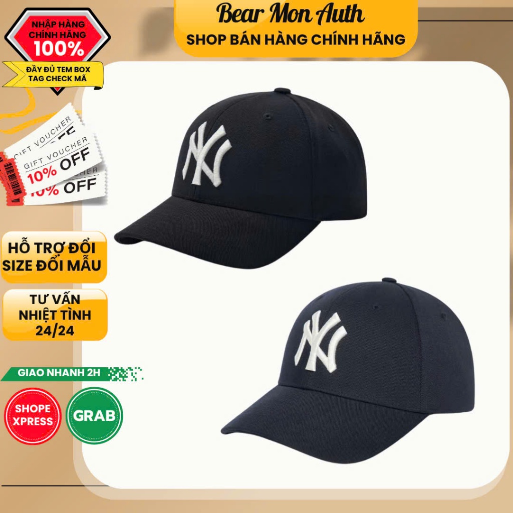 Mũ Lưỡi Trai ML Bê New Fit Structure Ball Cap New York Yankees 3ACP0802N phom cứng Màu Navy / Đen