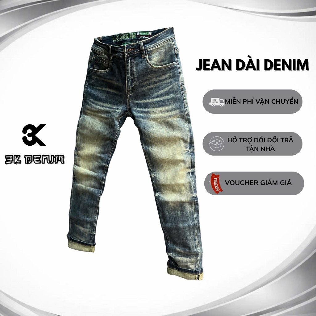 [3K DENIM] Jean Denim Guangzhou J4116-3K1531 Màu Xanh Was Phủ Dơ Lưng Thêu Chỉ Xanh Mẫu Mới.