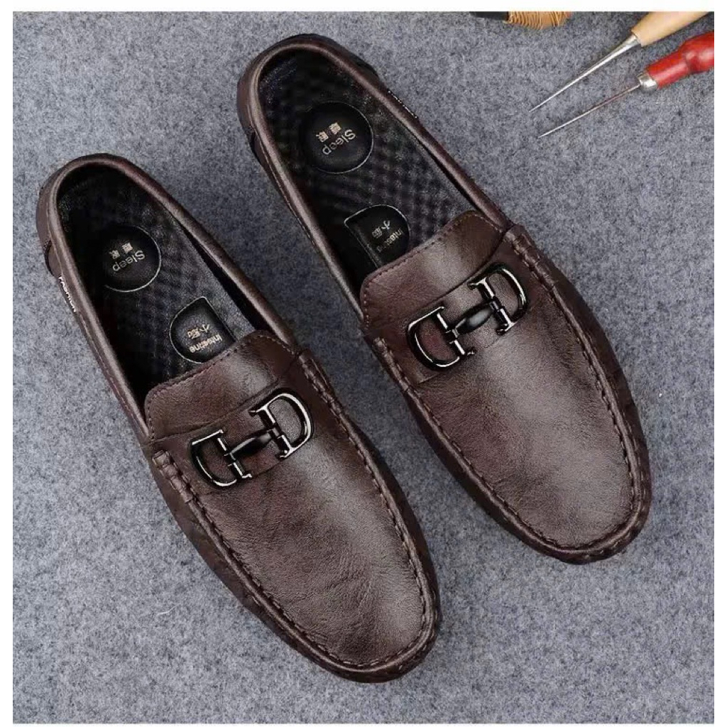 Giày Lười Nam Mocasin Da Nhám Chống Nhăn Cao Cấp Đế Cao Su Chống Trơn Trượt Shoes Loafer Nam