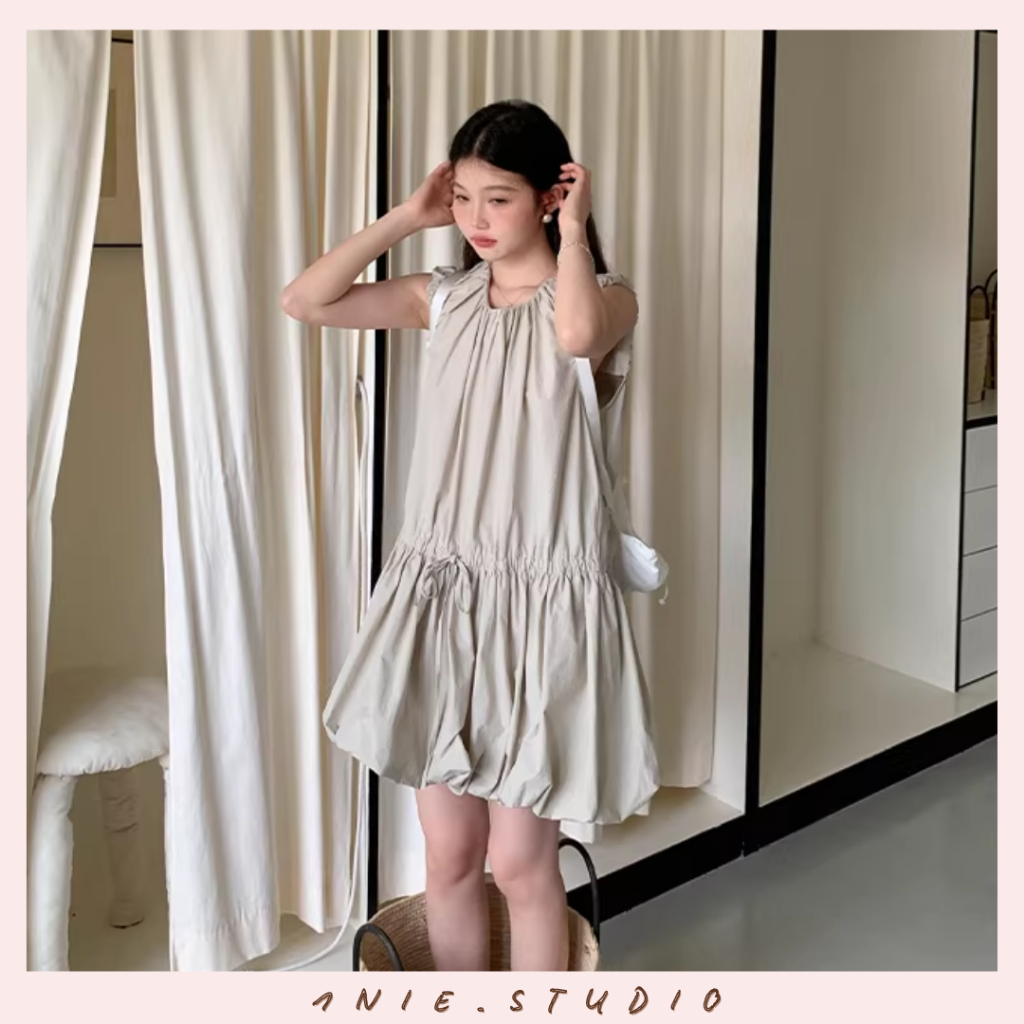 𝟏𝐍𝐈𝐄.𝐒𝐓𝐔𝐃𝐈𝐎 | Đầm Dáng Bí BalletCore Sát Nách – Váy Phồng Chữ A 100% Cotton Sang Trọng Trẻ Trung, Đầm Thanh Lịch Mùa Hè