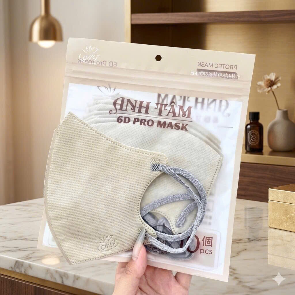(10 cái Mix)Khẩu Trang 6D Pro Mask ANH TÂM 3 Lớp Kháng Khuẩn Cao Cấp, Chống Bụi Mịn
