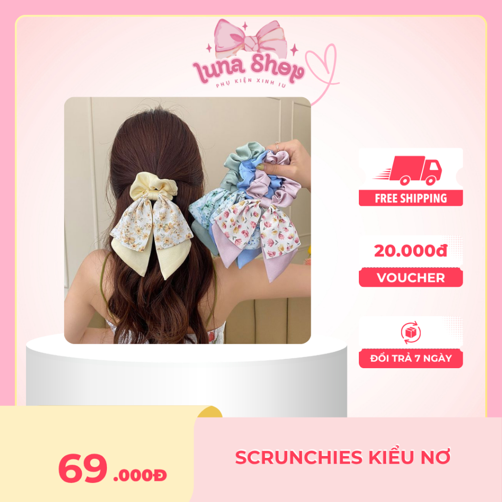 Scrunchie Nơ Vintage Hoa Nhí _ M01 - Luna Shop