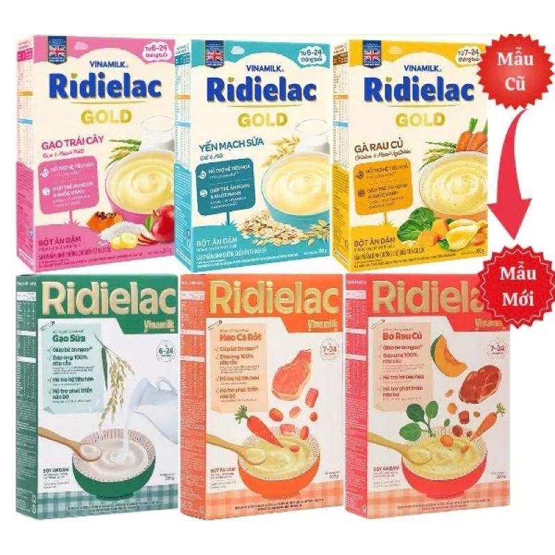 (Bao bì mới) Bột ăn dặm Ridielac Gold 200g (các loại)