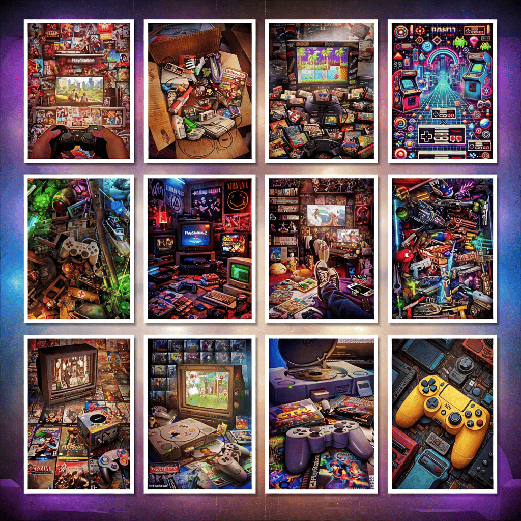 Tranh Decal Dán Tường Game Retro Vintage Trang Trí Phòng Gaming House Góc Giải Trí