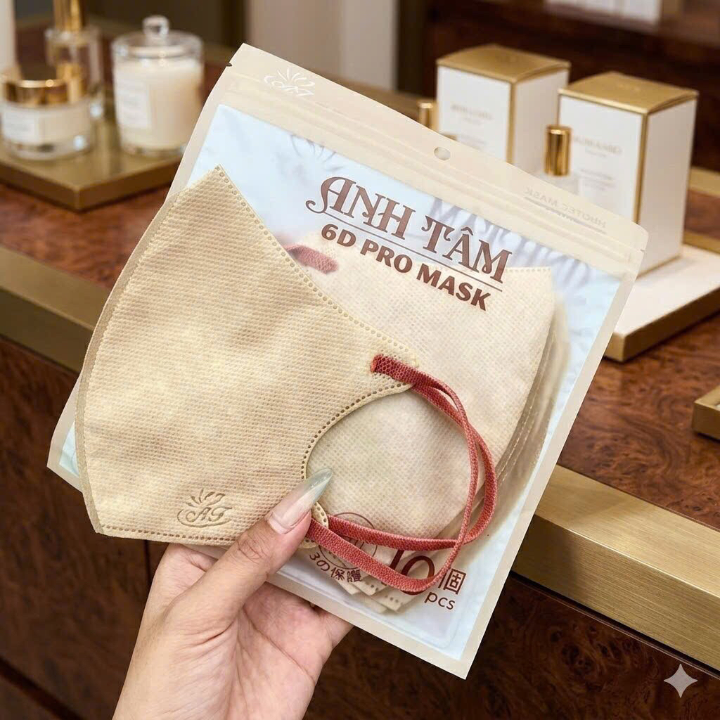 (100 cái Mix)Khẩu Trang 6D Pro Mask ANH TÂM 3 Lớp Kháng Khuẩn Cao Cấp, Chống Bụi Mịn