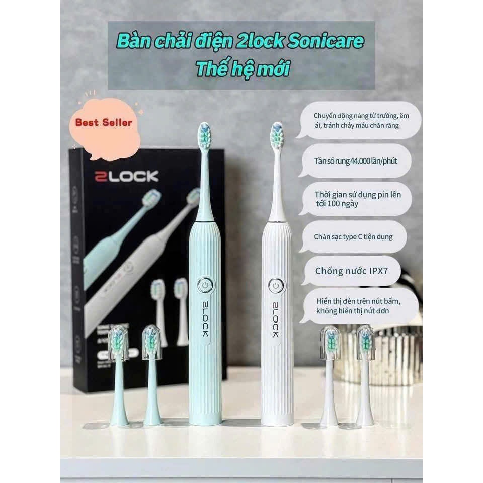 BÀN CHẢI ĐIỆN 2LOCK SONICARE + SET ĐẦU THAY CHÍNH HÃNG