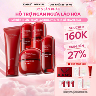 Set Bộ Dưỡng Da Mặt Kans Đỏ Chống Lão Hóa Cấp Ẩm Bổ Sung Collagen Công Nghệ Peptide Kans Chính Hãng