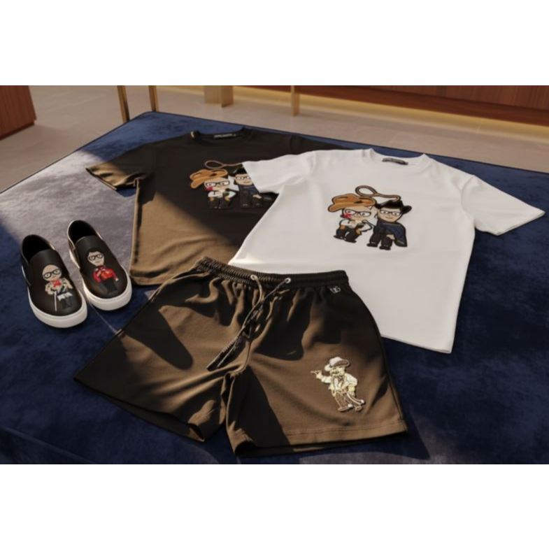 Set Đồ Nam DG Cao Bồi Áo Thun + Quần Short Thể Thao Co Giãn Thoáng Mát Boy Phố Phong Cách 2026