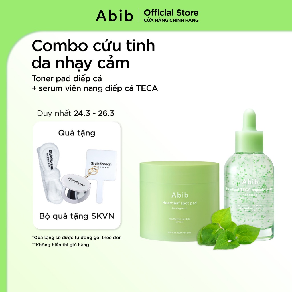 Bộ 2 sản phẩm Abib toner pad diếp cá và serum viên nang diếp cá TECA