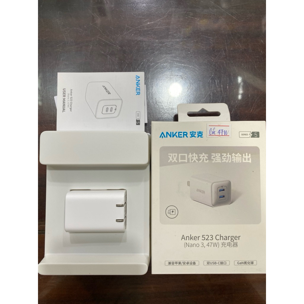 TIỆM PHÁT- Cốc Anker 47w 2 cổng Type-C chân gập hổ trợ sạc nhanh