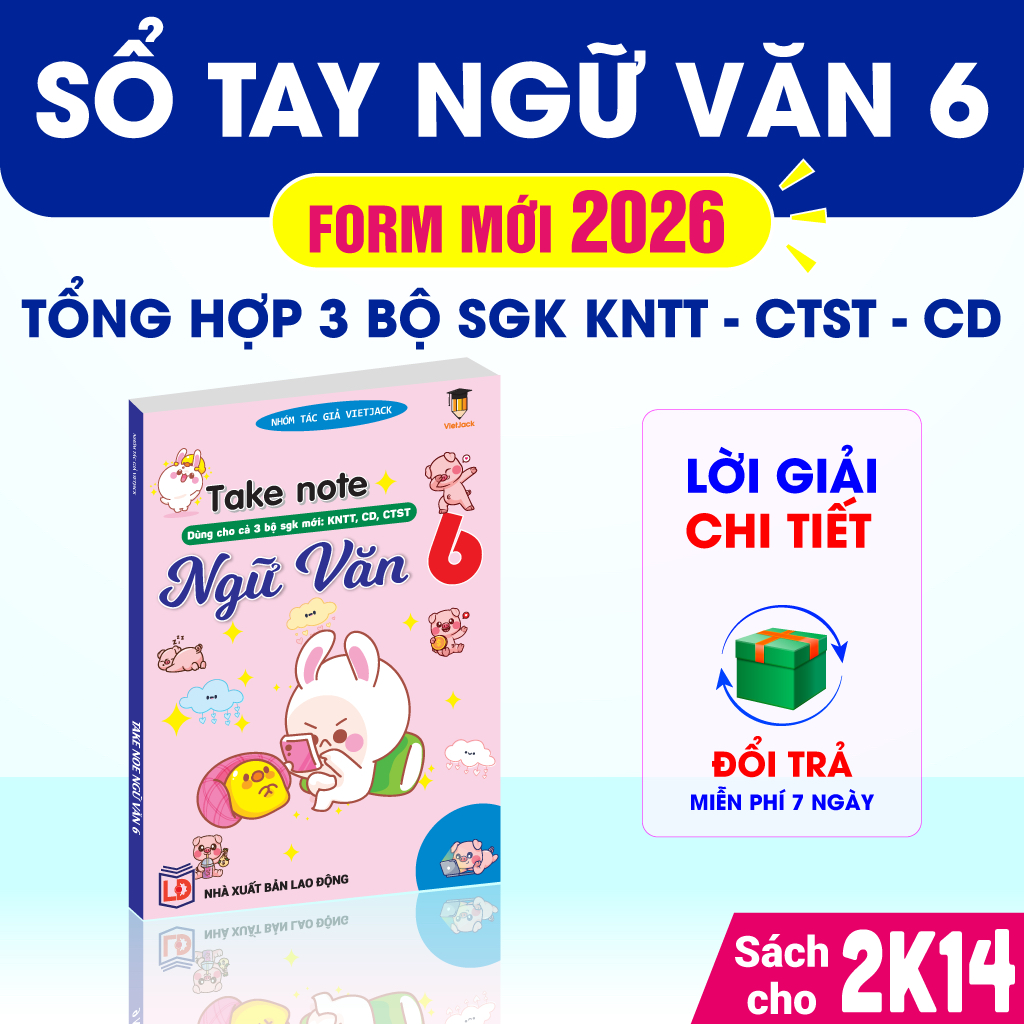 Combo - Sổ tay Toán, Văn lớp 6, 7, 8, 9 (Takenote) cho cả ba bộ sách KNTT, CTST, CD Vietjack