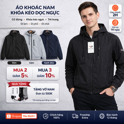 Áo khoác dù nam phối nón SPMAKD28 -1 siêu đẹp vải dù dày dặn có lớp lót trong - PigoFashion