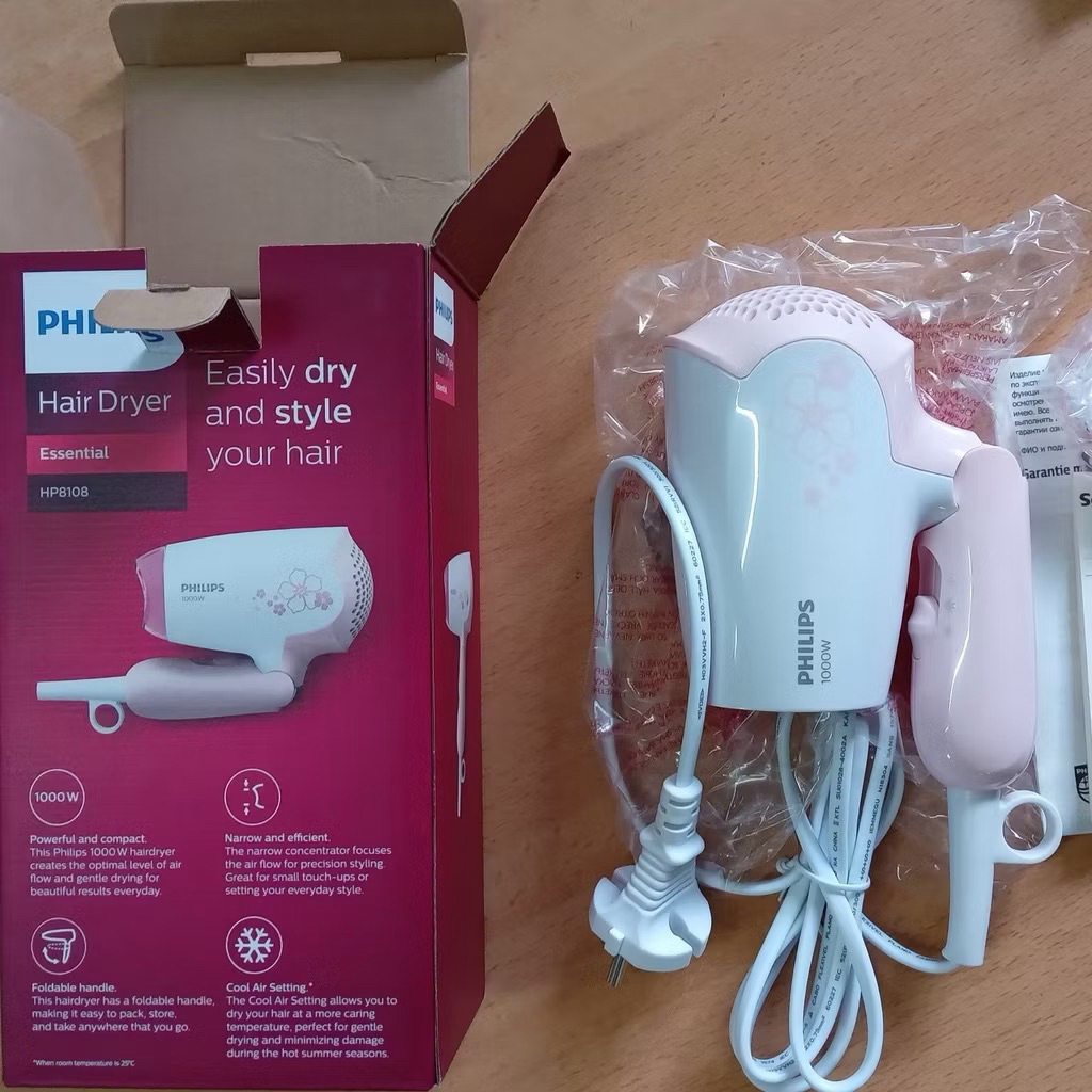 Máy Sấy Tóc Philips HP8108 - HP8108, Hàng Công Ty, 1000W, Trắng Cánh Sen