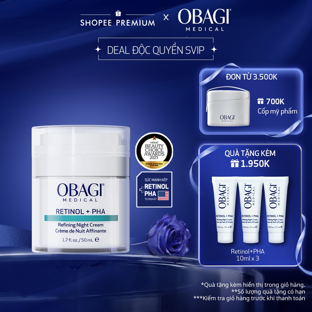 [Deal Độc Quyền SVIP] Kem dưỡng sáng mịn da OBAGI MEDICAL RETINOL + PHA REFINING NIGHT CREAM (50ml)