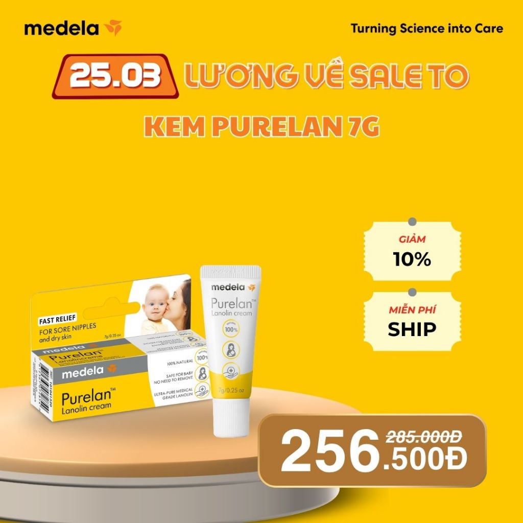 Kem Purelan™ Medela 7g - Kem bôi nứt cổ gà, khô da..
