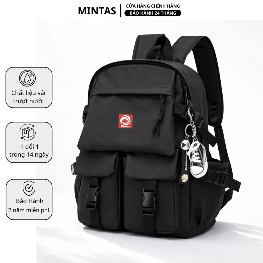 Balo Thời Trang Vải Chống Nước Cao Cấp. Cặp Balo Nam Đa Năng Mintas284