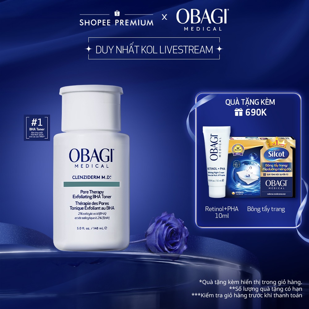 [Obagi x BK] [Phiên Bản Mới] Toner BHA giảm mụn Obagi Medical Clenziderm M.D. Pore Therapy Exfoliati