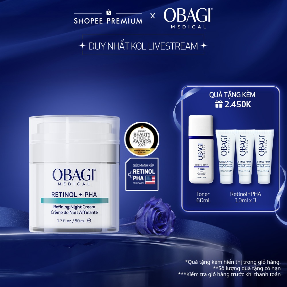 [Obagi x BK] Kem dưỡng tái tạo & trẻ hóa da ban đêm Obagi Medical Retinol + PHA (50ml)