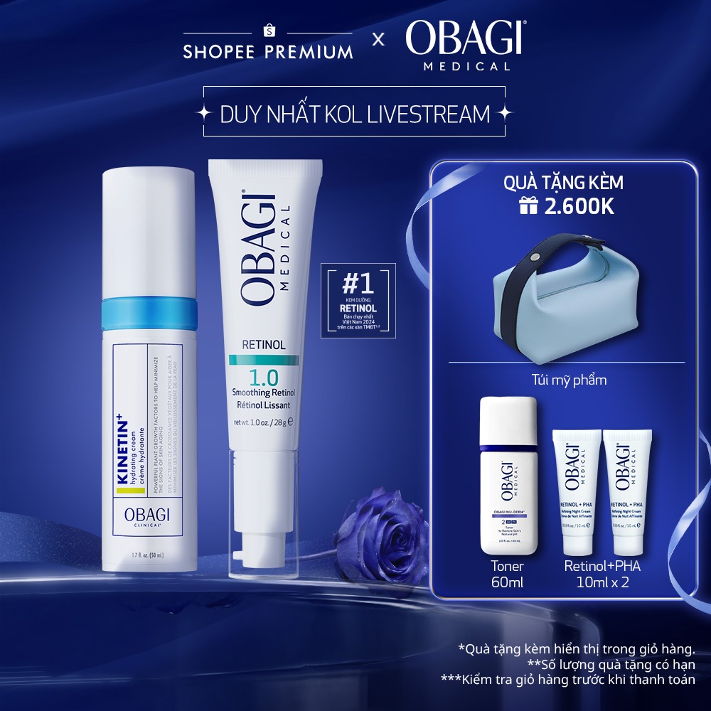 [Obagi-KOL] Bộ đôi Kem chống lão hóa Obagi Retinol 1.0 28g và Kem dưỡng phục hồi Obagi Kinetin+Hydra