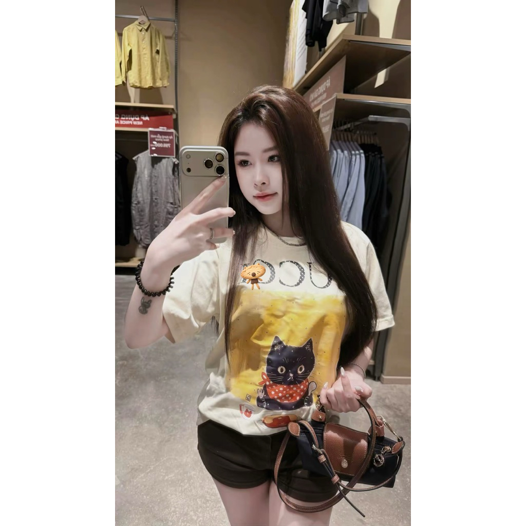 ÁO THUN IN HÌNH MÈO - COTTON 280GSM