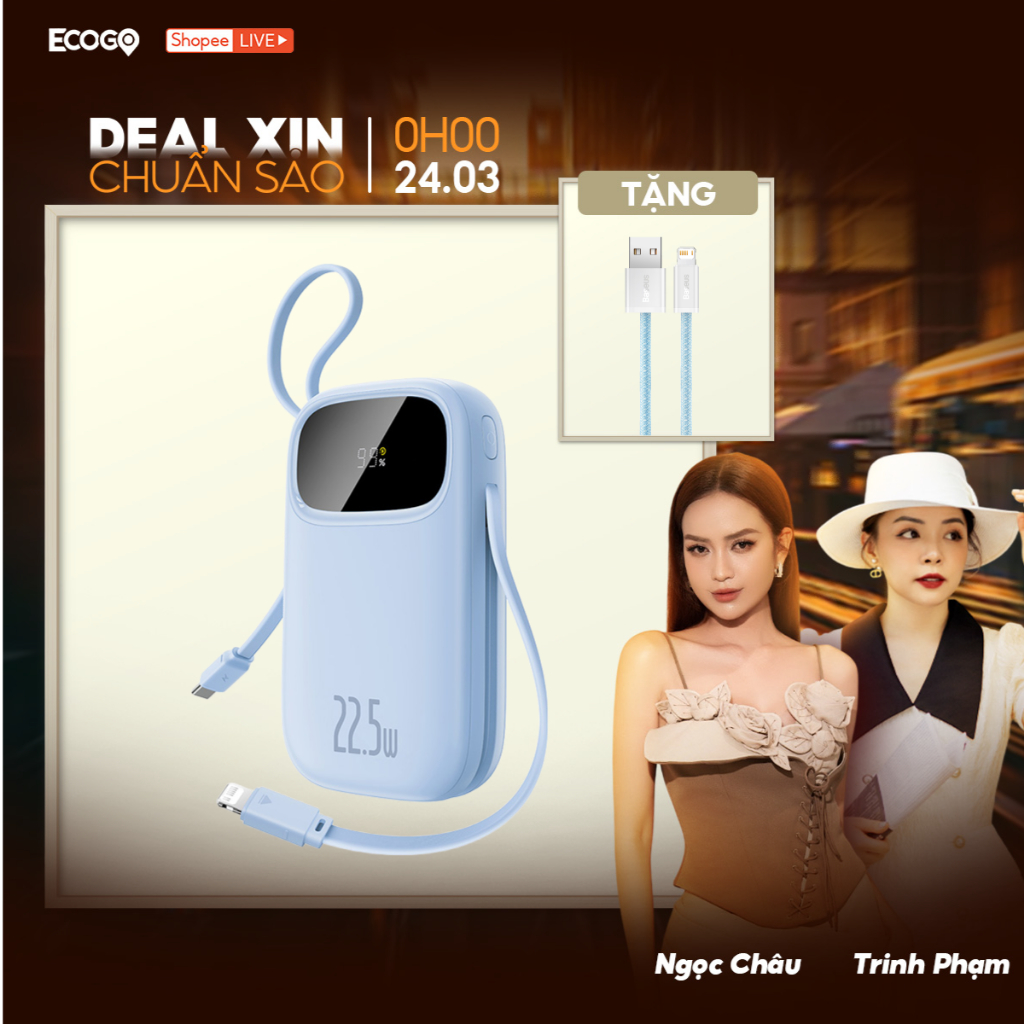 【Chứng chỉ 3C】Baseus Qpow3 Pin Dự Phòng 20000mAh/10000mAh PD22.5W Màn Số LED Cáp Kép Sạc Nhanh 2 Thiết Bị Nhỏ Gọn Bỏ Túi