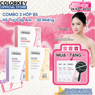 3 Hộp 3 Màu Mặt Nạ Giấy COLORKEY LUMINOUS Vitamin B5 Giúp Cấp Ẩm, Hỗ Trợ Làm Sáng Da 10 miếng