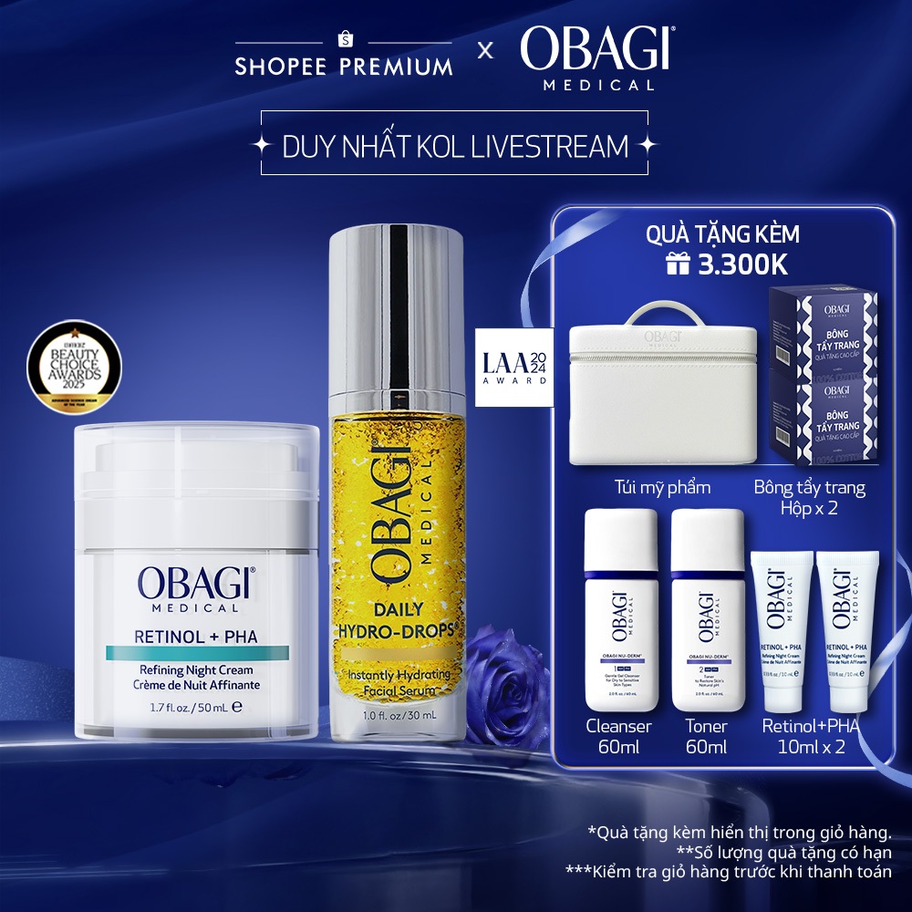 [Obagi-Lucie] Bộ đôi Kem tái tạo & ngăn ngừa lão hóa da Obagi Medical Retinol + PHA 50ml và Serum Da