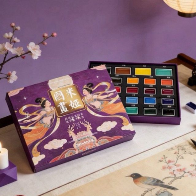 Bộ Màu Nước Khoáng Cao Cấp MIYA 24/36 Màu – Màu Vẽ Cổ Trang Trung Hoa – Pigment Đậm, Lên Màu Trong