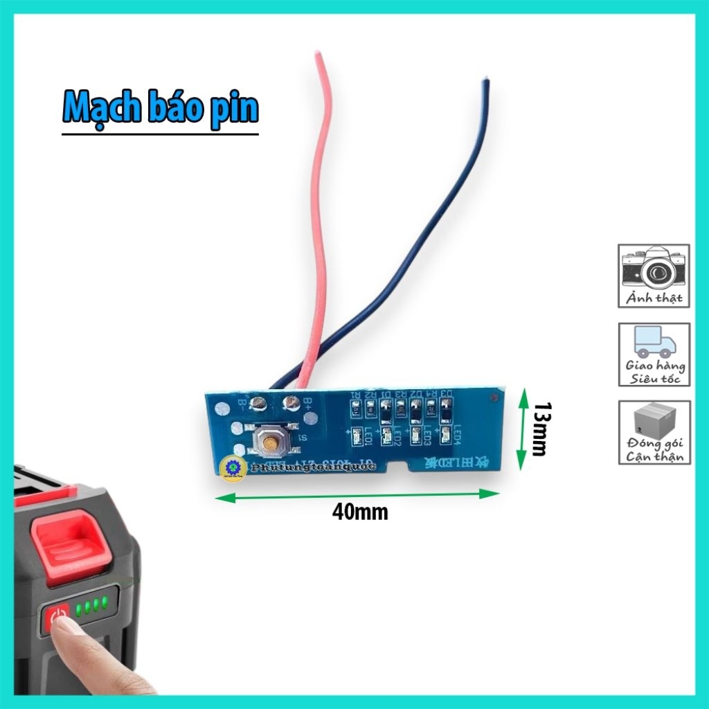 Mạch Báo Dung Lượng Pin 5 cell, 10 cell, 15 cell, 20 cell (25%, 50%, 75%, 100%)