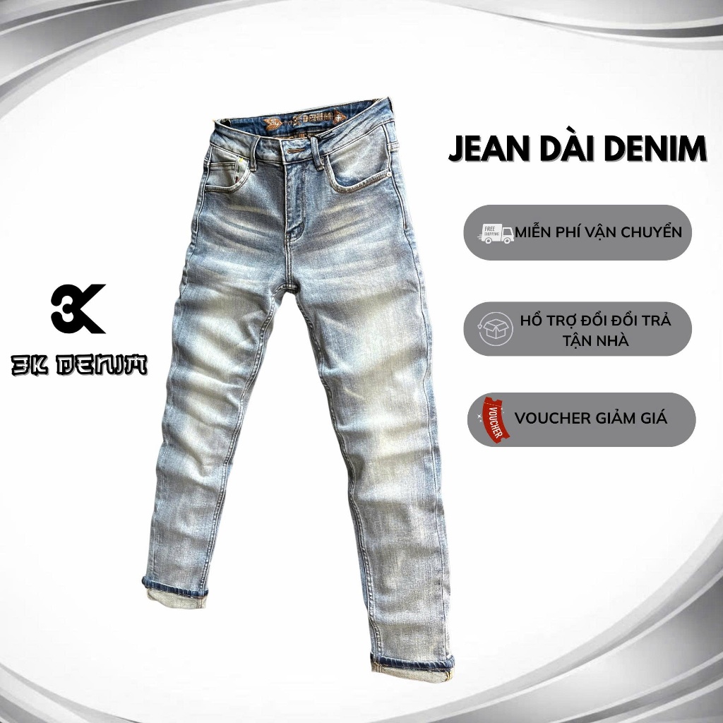 [3K DENIM] Jean Denim Guangzhou-1532 Màu Xanh Bạc Mạng Túi Chất Denim Mẫu Mới  J4077