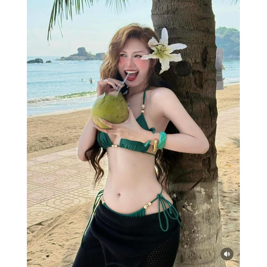 BIKINI L&L Bikini 2 Mảnh Tam Giác Luồn Hạt Gỗ Xinh Xắn | BigBuy360 - bigbuy360.vn