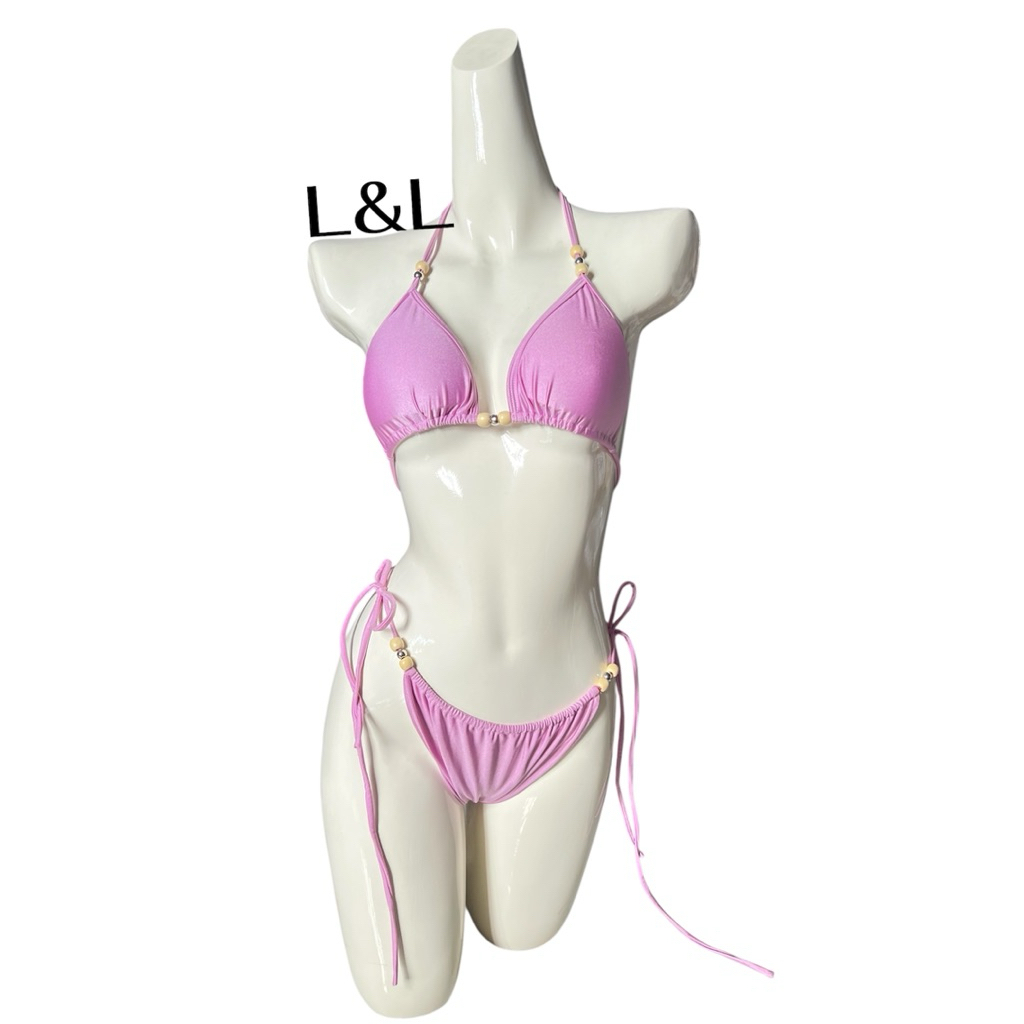 BIKINI L&L Bikini 2 Mảnh Tam Giác Luồn Hạt Gỗ Xinh Xắn | BigBuy360 - bigbuy360.vn